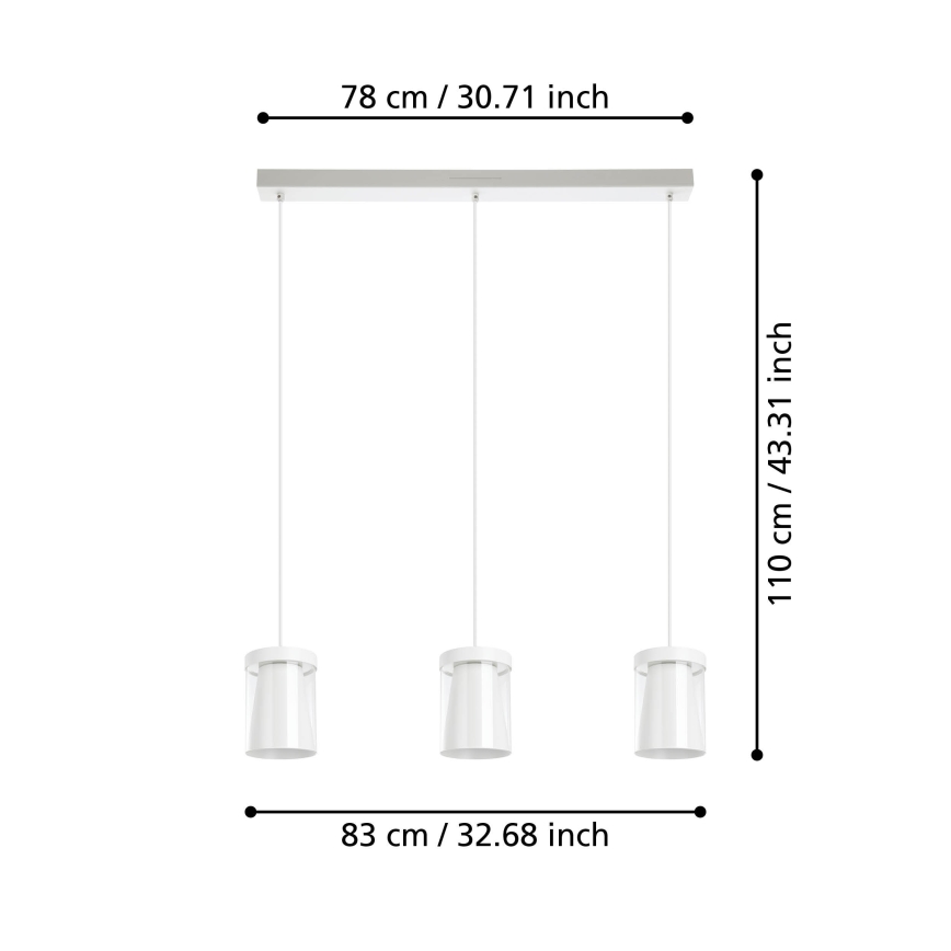 Eglo - LED RGBW Lampadario dimmerabile a sospensione con filo 3xLED/3,7W/230V 2700-6500K bianco ZigBee