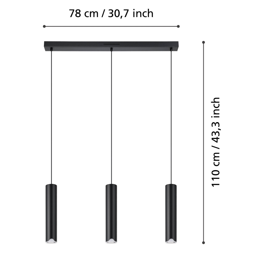 Eglo - LED RGBW Lampadario dimmerabile a sospensione con filo 3xLED/3,7W/230V 2700-6500K nero