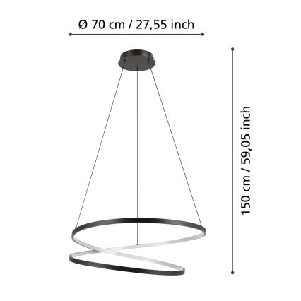 Eglo - Lampadario LED a sospensione con filo LED/42W/230V 3000K nero