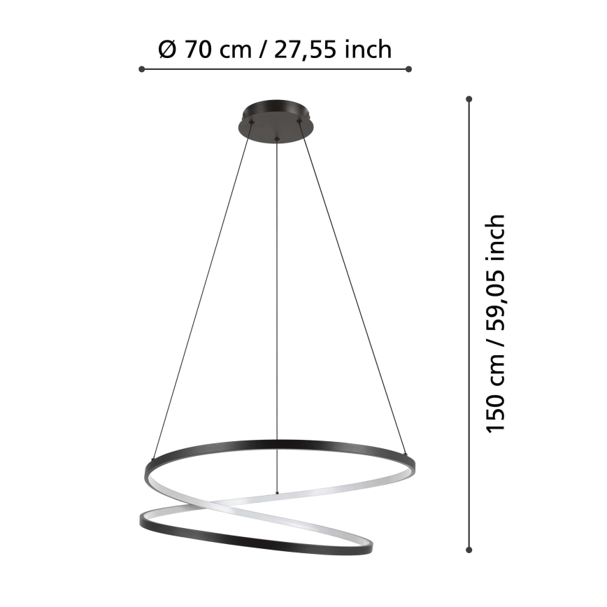 Eglo - Lampadario LED a sospensione con filo LED/42W/230V 3000K nero