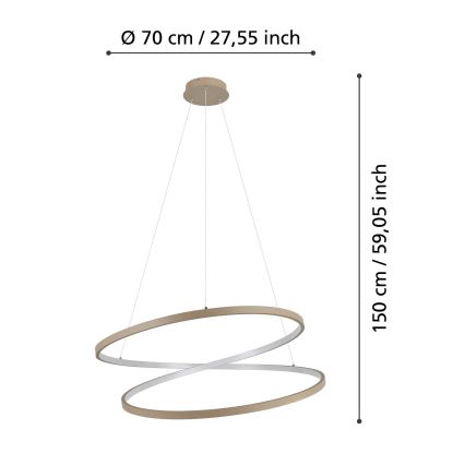 Eglo - Lampadario LED a sospensione con filo LED/42W/230V 3000K beige
