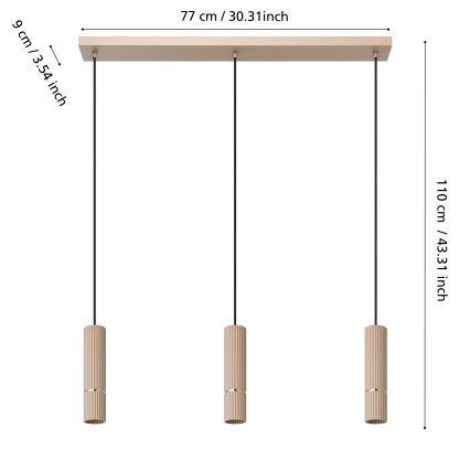 Eglo - Lampadario LED a sospensione con filo 3xGU10/5W/230V 3000K beige