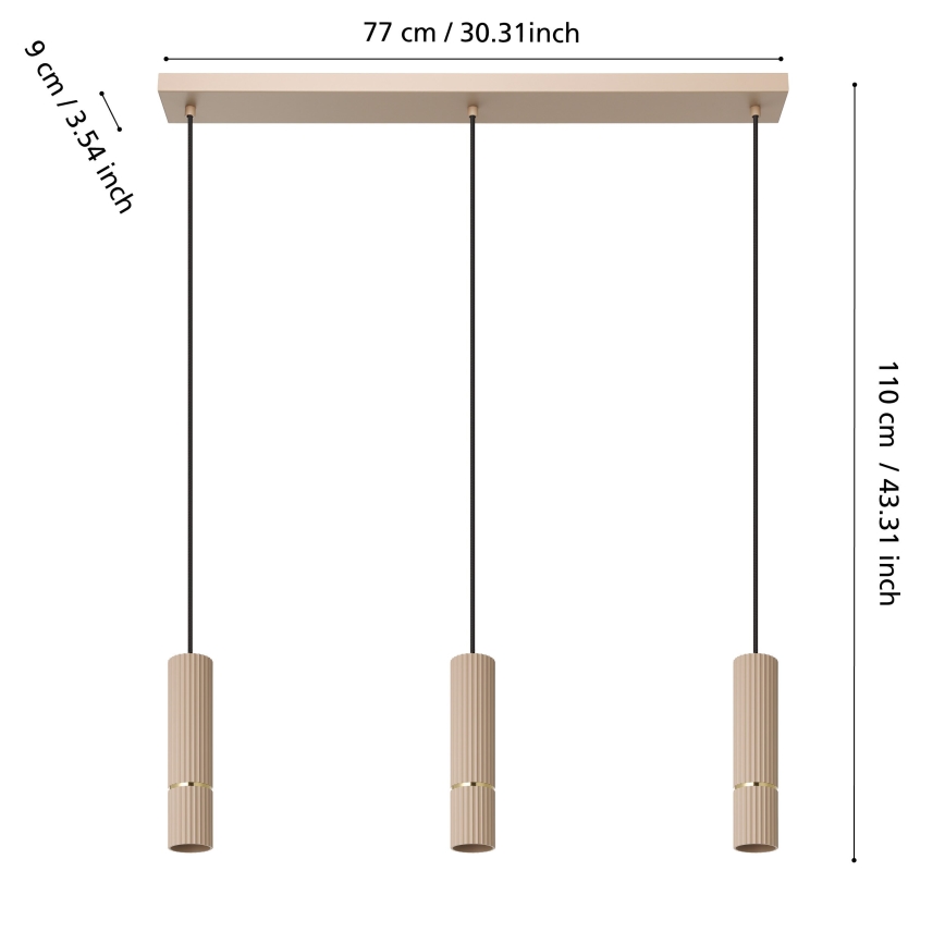 Eglo - Lampadario LED a sospensione con filo 3xGU10/5W/230V 3000K beige