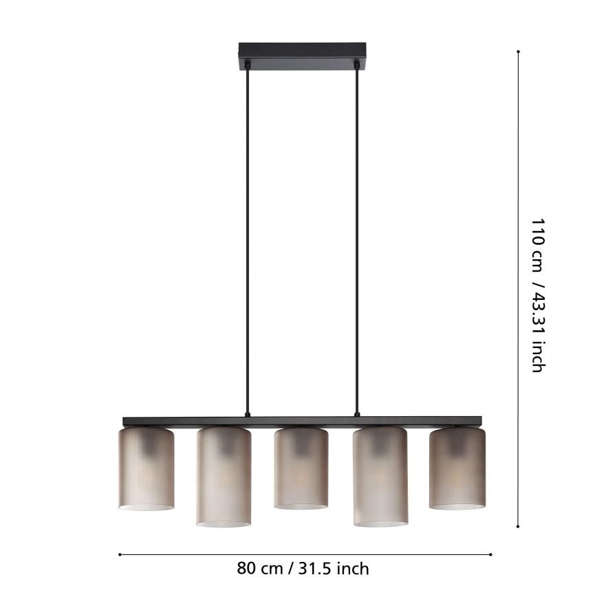 Eglo - Lampadario a sospensione con filo COLOMERA 5xE27/40W/230V grigio