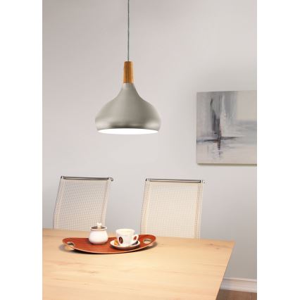 Eglo - Lampada a sospensione con cavo 1xE27/60W/230V Ø 28 cm argento