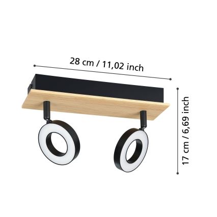 Eglo - Faretto LED 2xLED/4,2W/230V nero/marrone