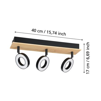 Eglo - Faretto LED 3xLED/4,2W/230V nero/marrone