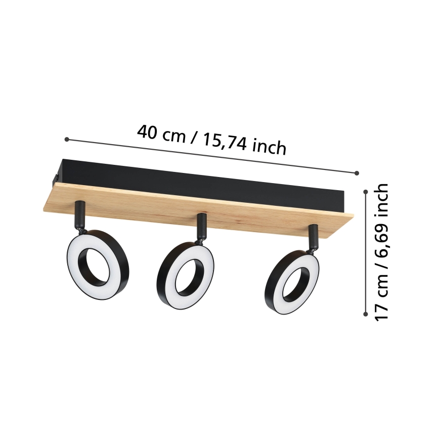 Eglo - Faretto LED 3xLED/4,2W/230V nero/marrone