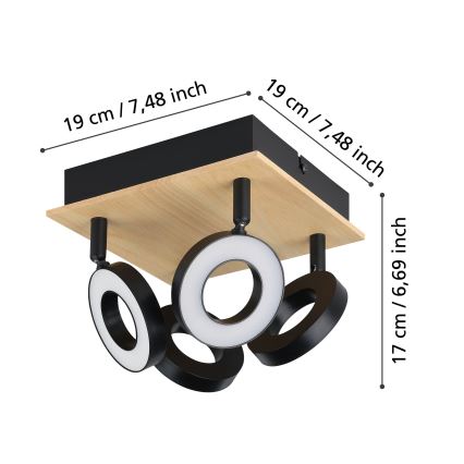 Eglo - Faretto LED 4xLED/4,2W/230V nero/marrone