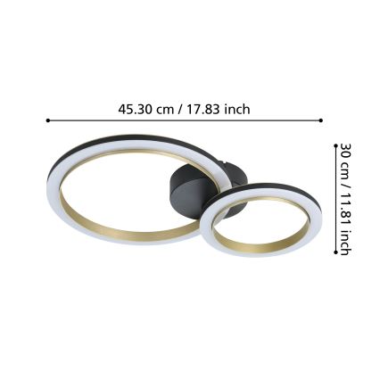 Eglo - Plafoniera LED dimmerabile LED/12W/230V 4000K nero/oro