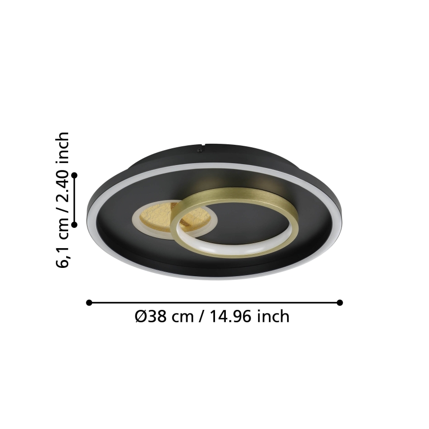 Eglo - Plafoniera LED 1xLED/14W/230V + 1xLED/8,5W diametro 38 cm nero/oro