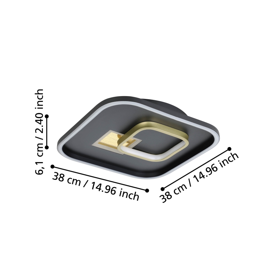 Eglo - Plafoniera LED 1xLED/16,2W/230V + 1xLED/9,2W 38x38 cm nero/oro