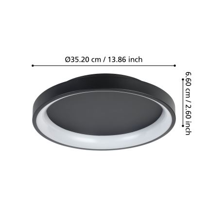 Eglo - Plafoniera LED dimmerabile LED/12W/230V 2700-6500K nero + telecomando