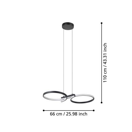 Eglo - Lampadario LED a sospensione con filo LED/21W/230V 3000K nero
