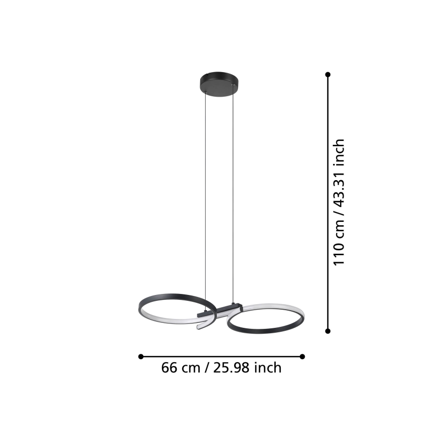 Eglo - Lampadario LED a sospensione con filo LED/21W/230V 3000K nero