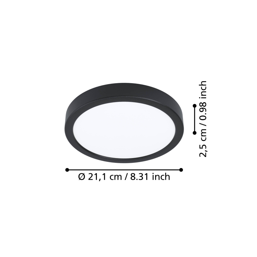 Eglo - Plafoniera LED FUEVA LED/11,5W/230V 2700/4000/6500K Ø 21,1 cm nero