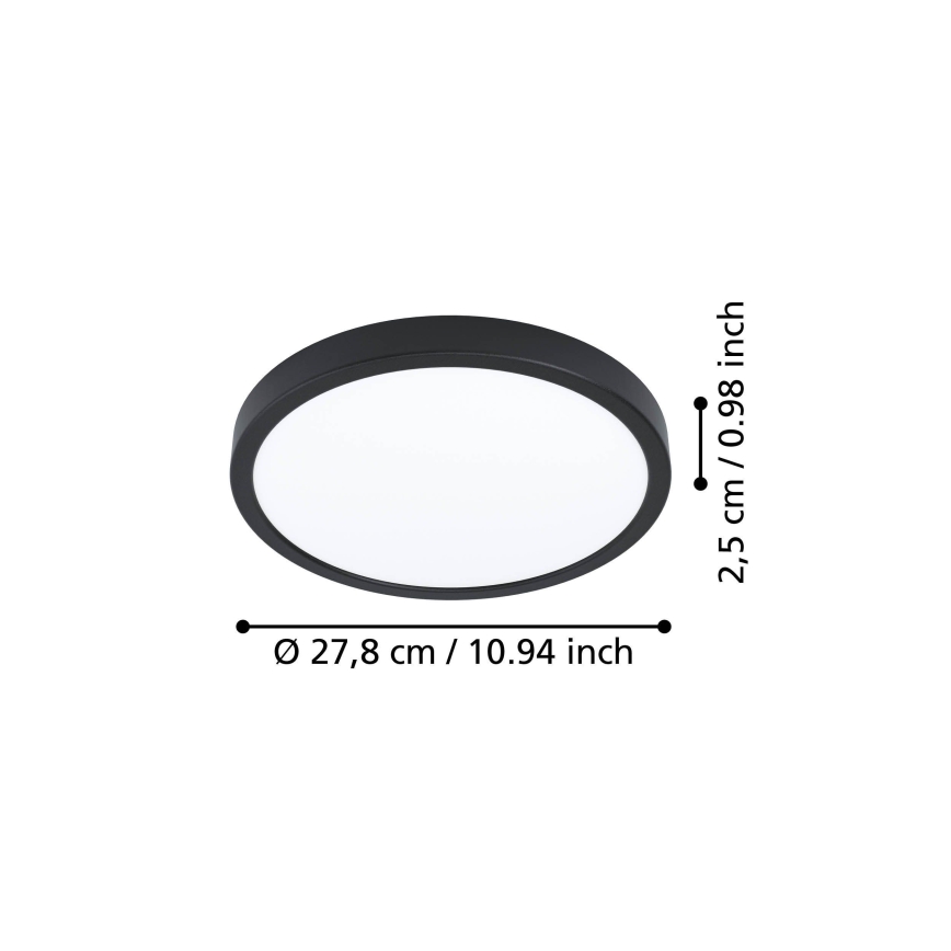 Eglo - Plafoniera LED/14,2W/230V 2700/4000/6500K Ø 27,8 cm nero