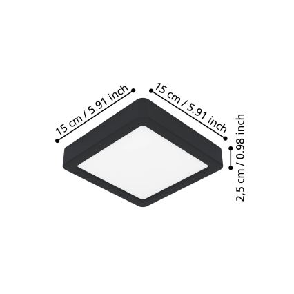 Eglo - Plafoniera LED 7W/230V 2700/4000/6500K 15x15cm nero