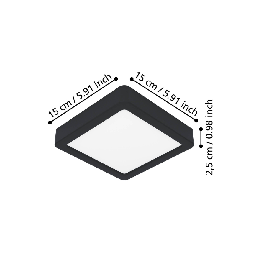 Eglo - Plafoniera LED 7W/230V 2700/4000/6500K 15x15cm nero