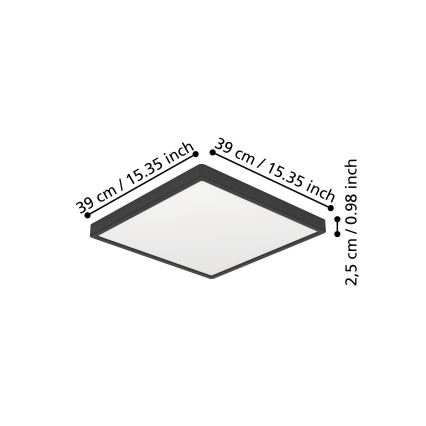 Eglo - Plafoniera LED/17,5W/230V 2700/4000/6500K 39x39 cm nera