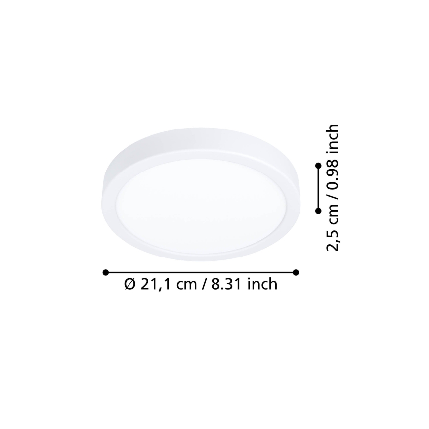 Eglo - Plafoniera LED 11,5 W/230 V, 2700/4000/6500 K, Ø 21,1 cm, bianca