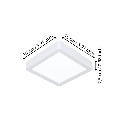 Eglo - Plafoniera LED/7W/230V 2700/4000/6500K 15x15 cm bianca