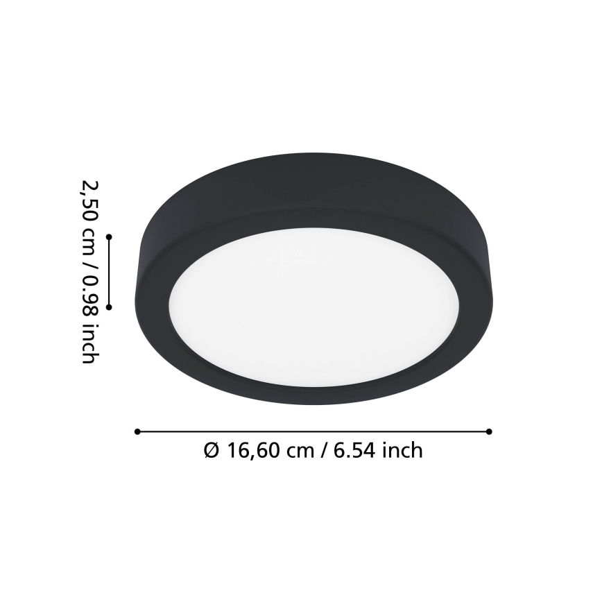 Eglo - Plafoniera da bagno a LED, 7,5 W, 230 V, Ø 16,6 cm, IP44, nera
