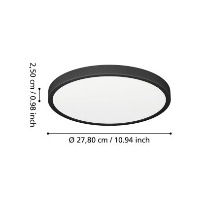 Eglo - Plafoniera da bagno LED/14,2W/230V 2700/4000/6500K Ø 27,8 cm IP44 nero