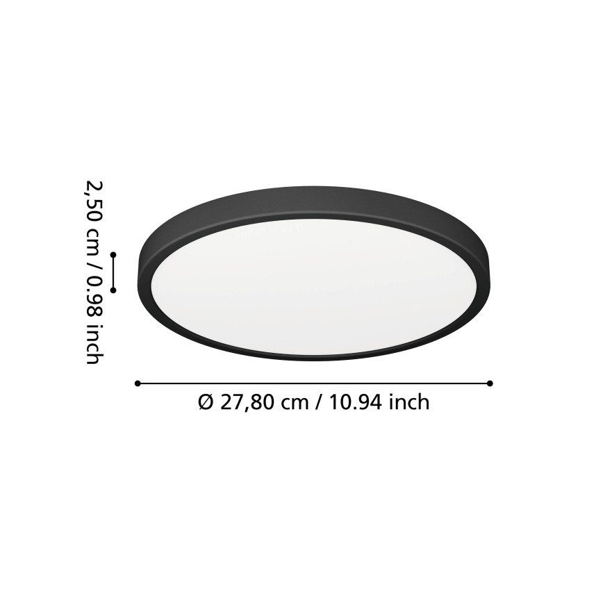 Eglo - Plafoniera da bagno LED/14,2W/230V 2700/4000/6500K Ø 27,8 cm IP44 nero