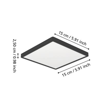 Eglo - Plafoniera da bagno a LED, 7W/230V, 15x15 cm, IP44, nera