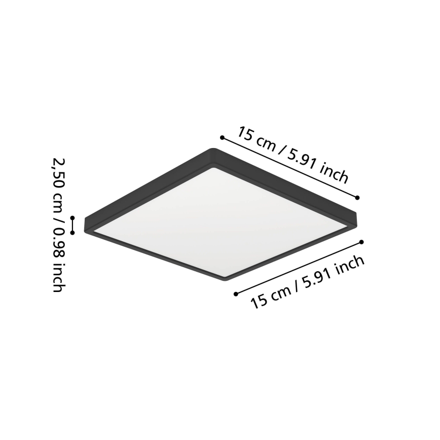 Eglo - Plafoniera da bagno a LED, 7W/230V, 15x15 cm, IP44, nera