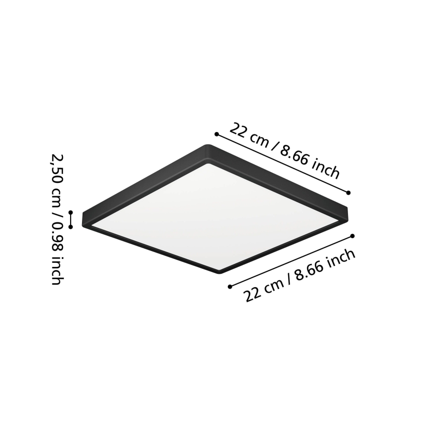 Eglo - Plafoniera da bagno a LED/10,5W/230V 2700/4000/6500K 22x22 cm IP44 nero