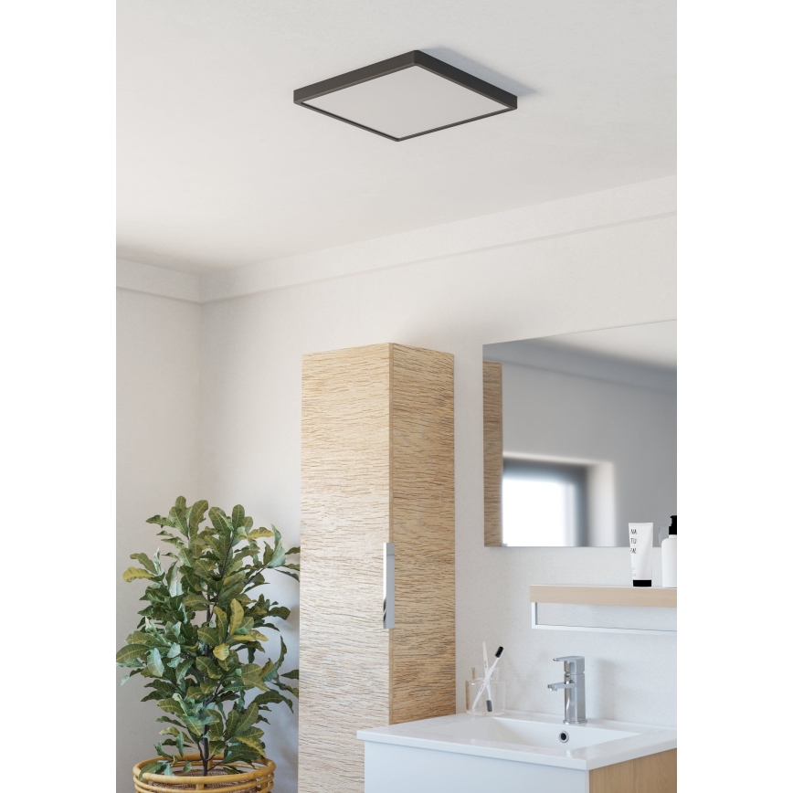 Eglo - Plafoniera LED da bagno 13W/230V 29x29 cm IP44 nero