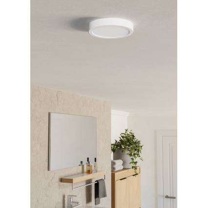 Eglo - Plafoniera da soffitto LED per bagno, 7,5 W, 230 V, 2700/4000/6500 K, Ø 16,6 cm, IP44, bianca