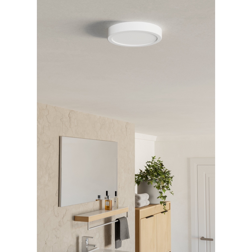 Eglo - Plafoniera da soffitto LED per bagno, 7,5 W, 230 V, 2700/4000/6500 K, Ø 16,6 cm, IP44, bianca