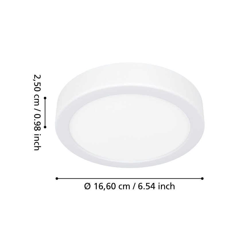 Eglo - Plafoniera da soffitto LED per bagno, 7,5 W, 230 V, 2700/4000/6500 K, Ø 16,6 cm, IP44, bianca
