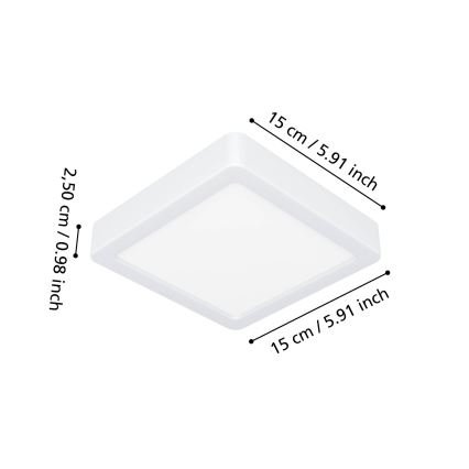Eglo - LED plafoniera da bagno LED/7W/230V 2700/4000/6500K 15x15 cm IP44 bianco