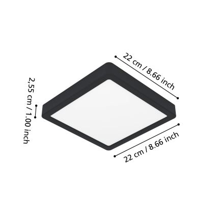 Eglo - Plafoniera LED RGBW dimmerabile per bagno LED/10,5W/230V 2700-6500K 22x22 cm IP44 nera