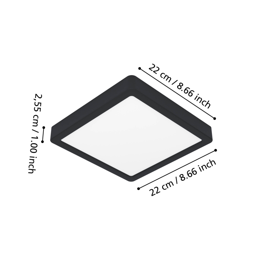 Eglo - Plafoniera LED RGBW dimmerabile per bagno LED/10,5W/230V 2700-6500K 22x22 cm IP44 nera