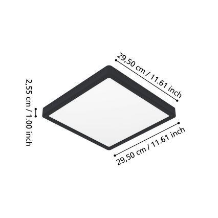 Eglo - Plafoniera da bagno LED RGBW dimmerabile LED/13,5W/230V 2700-6500K 29,5x29,5 cm IP44 nero