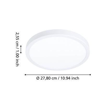 Eglo - LED RGBW dimmerabile plafoniera da soffitto per bagno LED/14,3W/230V 2700-6500K diam. 27,8 cm IP44 bianca