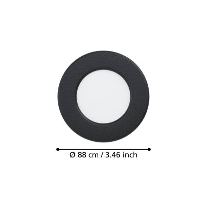 Eglo - LED Faretto da incasso LED/3,7W/230V 2700/4000/6500K Ø 8,8 cm nero