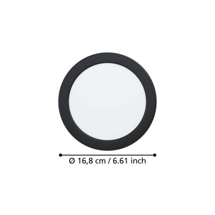 Eglo - Lampada da incasso a LED 10,5W/230V 2700/4000/6500K Ø 16,8 cm nera