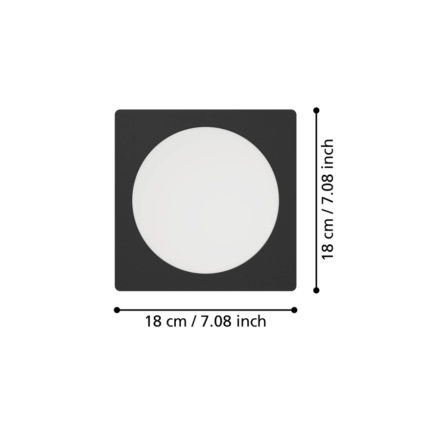 Eglo - Faretto LED da incasso LED/10,5W/230V 2700/4000/6500K 16,6x16,6 cm nero