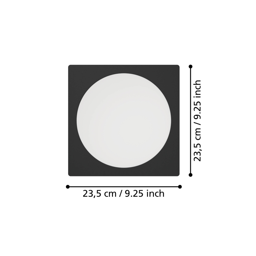 Eglo - Lampada da incasso LED/18,5W/230V 2700/4000/6500K 21,6x21,6 cm nero
