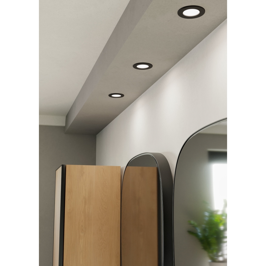 Eglo - Faretto da incasso per bagno LED/3,7W/230V 2700/4000/6500K Ø 8,8 cm IP44 nero