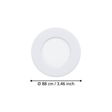 Eglo - Faretto da incasso a LED per bagno/3,7W/230V 2700/4000/6500K Ø 8,8 cm IP44 bianco
