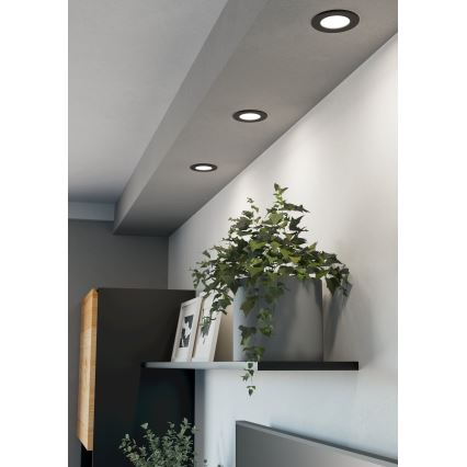 Eglo - SET da 3 faretti LED RGBW dimmerabili da incasso per bagno, LED 2,8W/230V, 2700–6500K, Ø 8,8 cm, IP44, nero