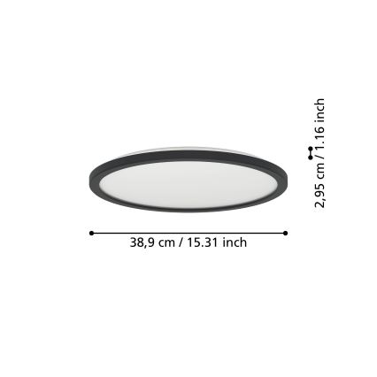 Eglo - Plafoniera LED da bagno LED/18,5W/230V 2700K/4000K/6500K diametro 38,9 cm IP44 nero
