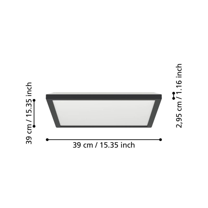 Eglo - Plafoniera LED da esterno LED/17,6W/230V 2700/4000/6500K 39x39 cm IP44 nero